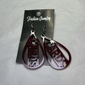 Red Cardinal Drop Pierced Dangle Earrings Acrylic Sports Team Cardinals